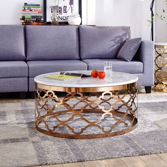 レーザーカットデザインのステンレススチール製ラウンドテーブルベース